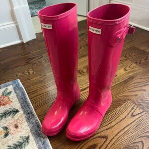 Hunter Women's Original Tall Rain Boots, Hot Pink, Size 10